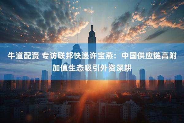 牛道配资 专访联邦快递许宝燕：中国供应链高附加值生态吸引外资深耕